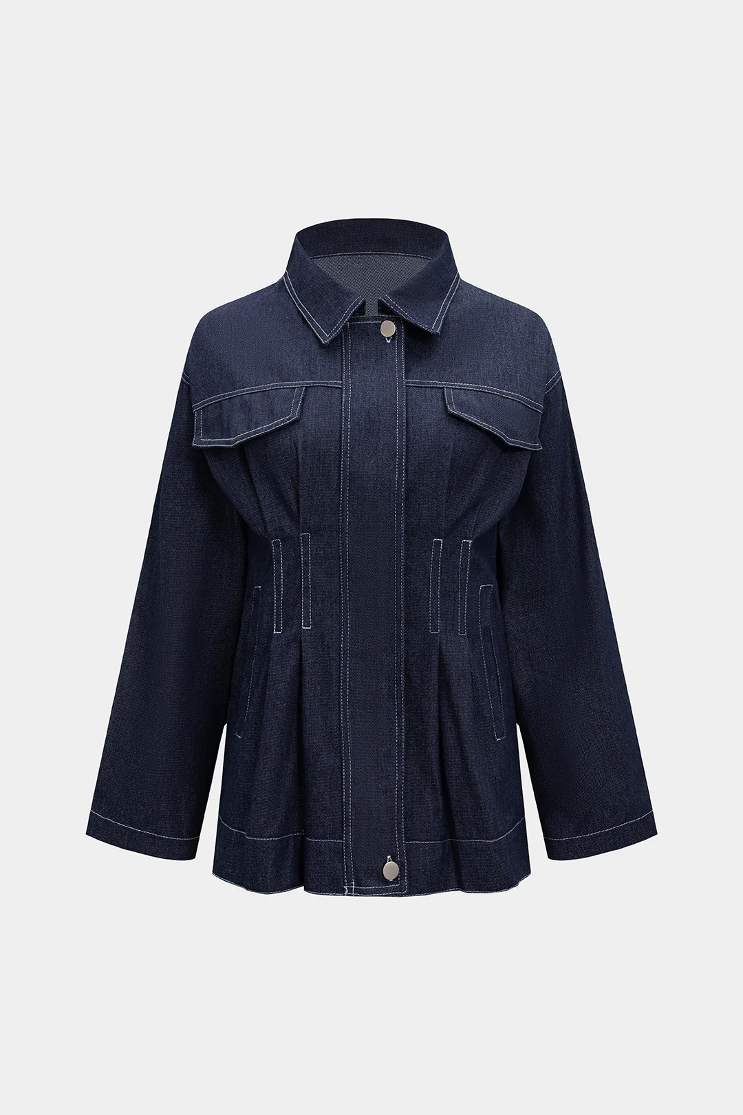 Denim Pleated Outerwear - Image 6