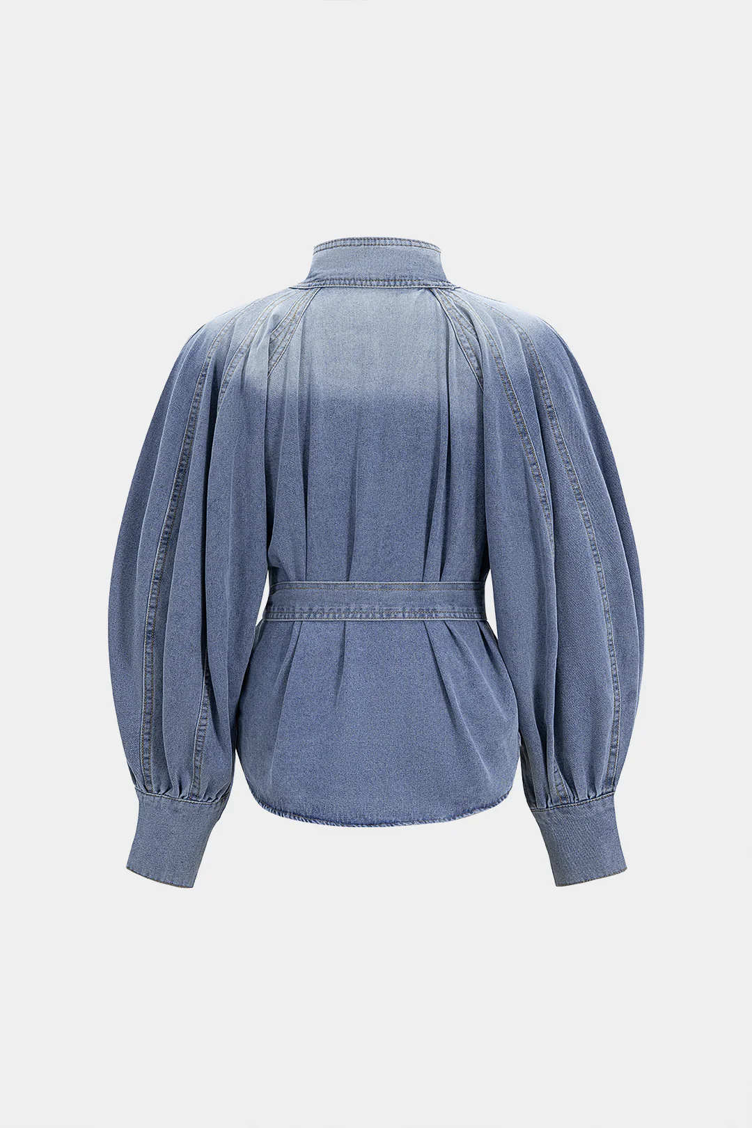 Denim Raglan Sleeve Button Strappy Belted Outerwear - Image 2