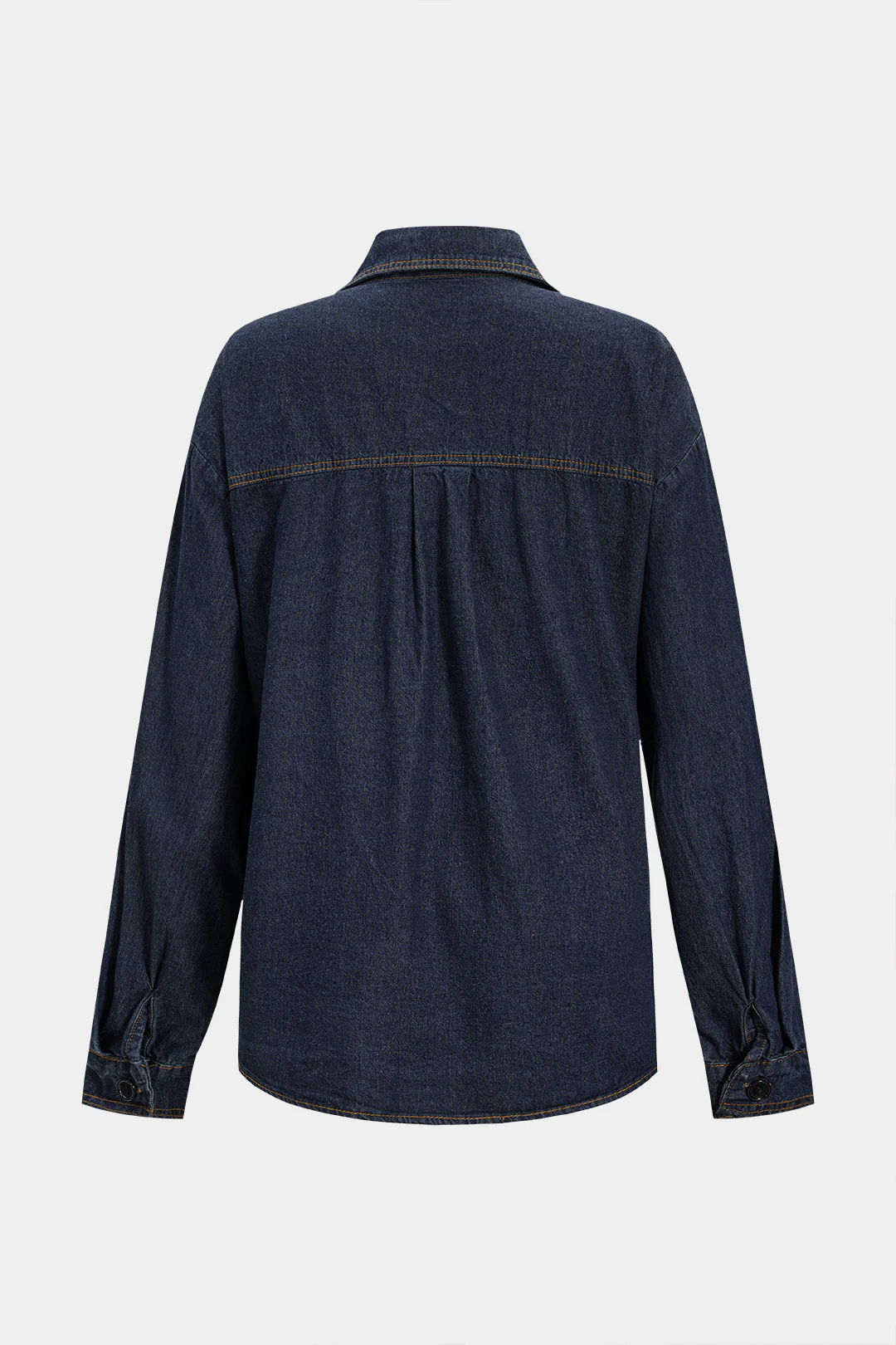 Denim Asymmetrical Metallic Buckle Outerwear - Image 2