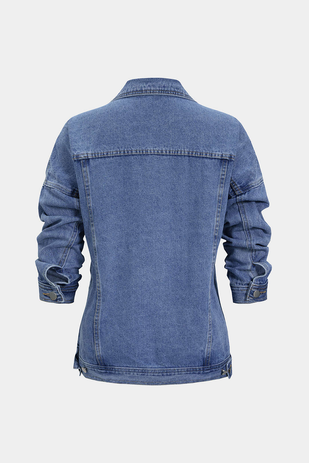 Denim V-Neck Distressed Washed Outerwear - Image 2