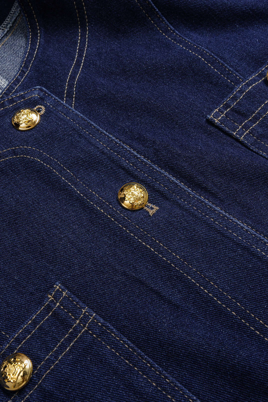 Denim Metallic Button Pocket Outerwear - Image 3