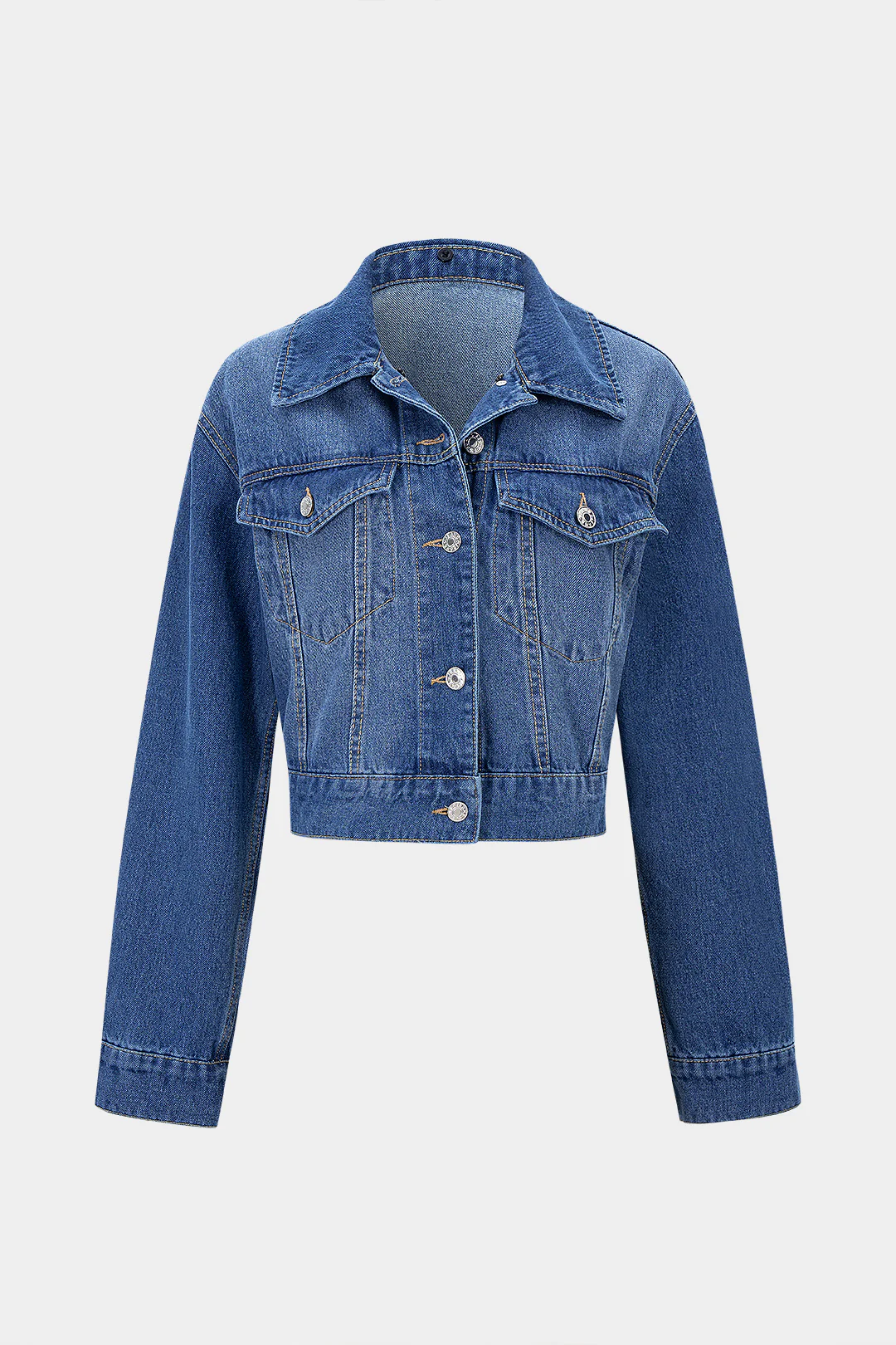 Denim Faux Fur Patchwork Lapel Jacket - Image 3