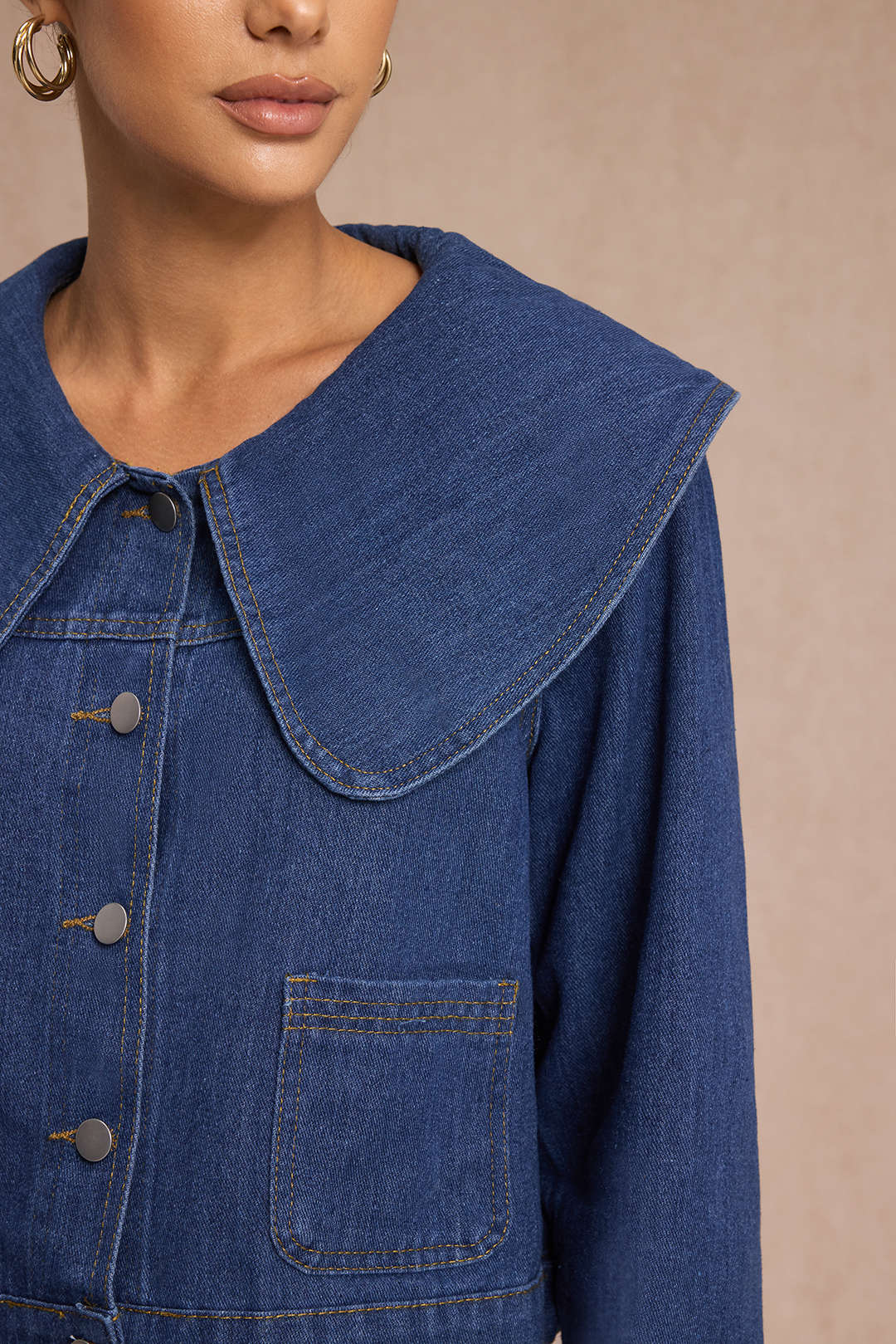 Denim Lapel Outerwear - Image 2
