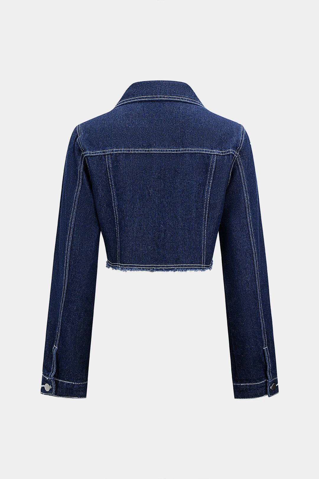 Denim Metallic Button Frayed Outerwear - Image 2