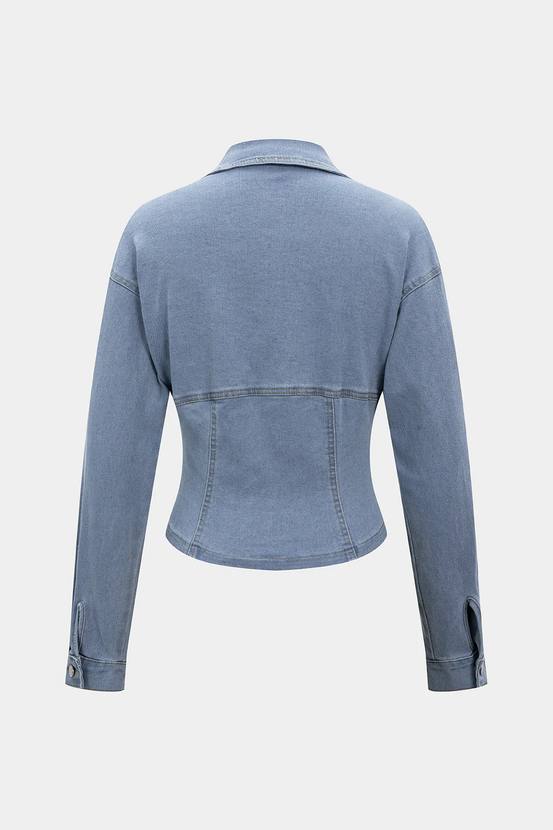 Denim Lapel Zipper Outerwear - Image 2