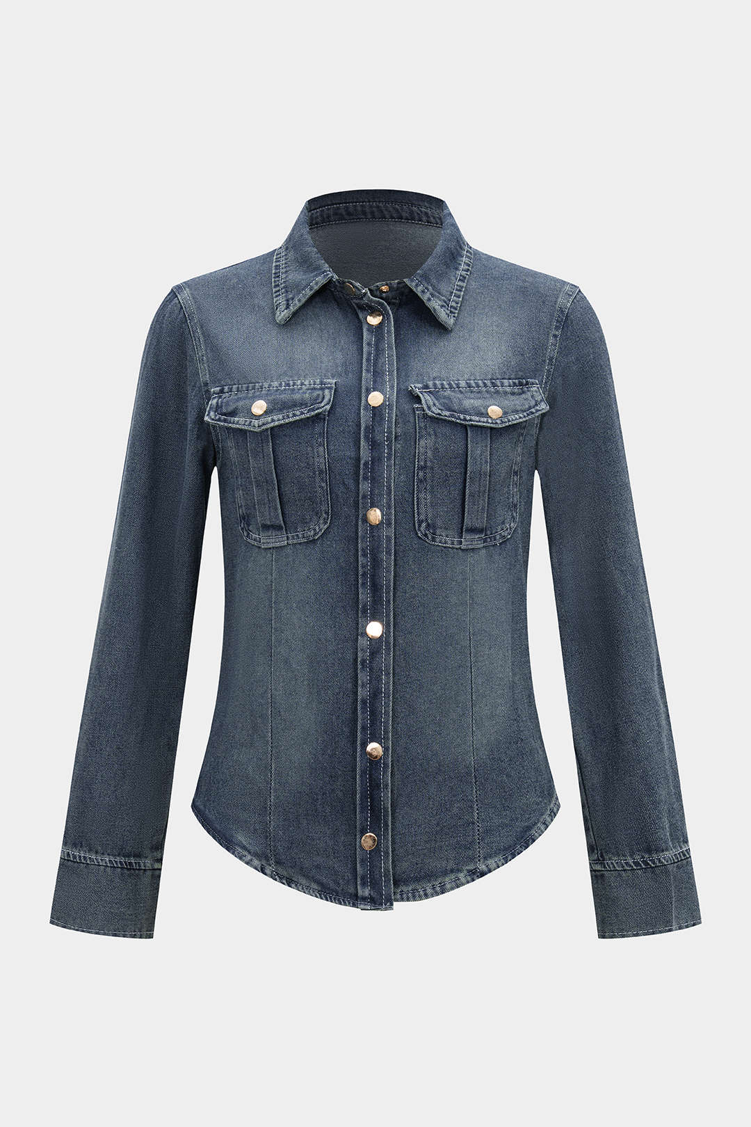 Denim Button Pocket Long Sleeve Shirt - Image 2
