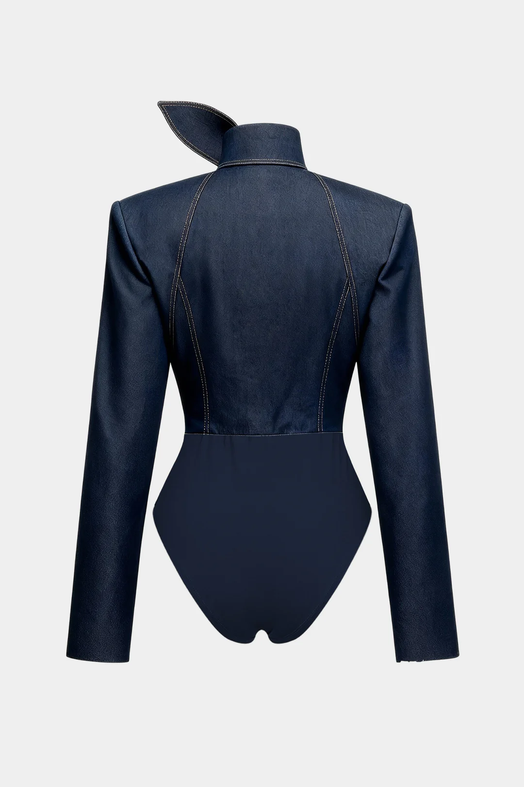Denim Tie-Up Button Bodysuit - Image 2