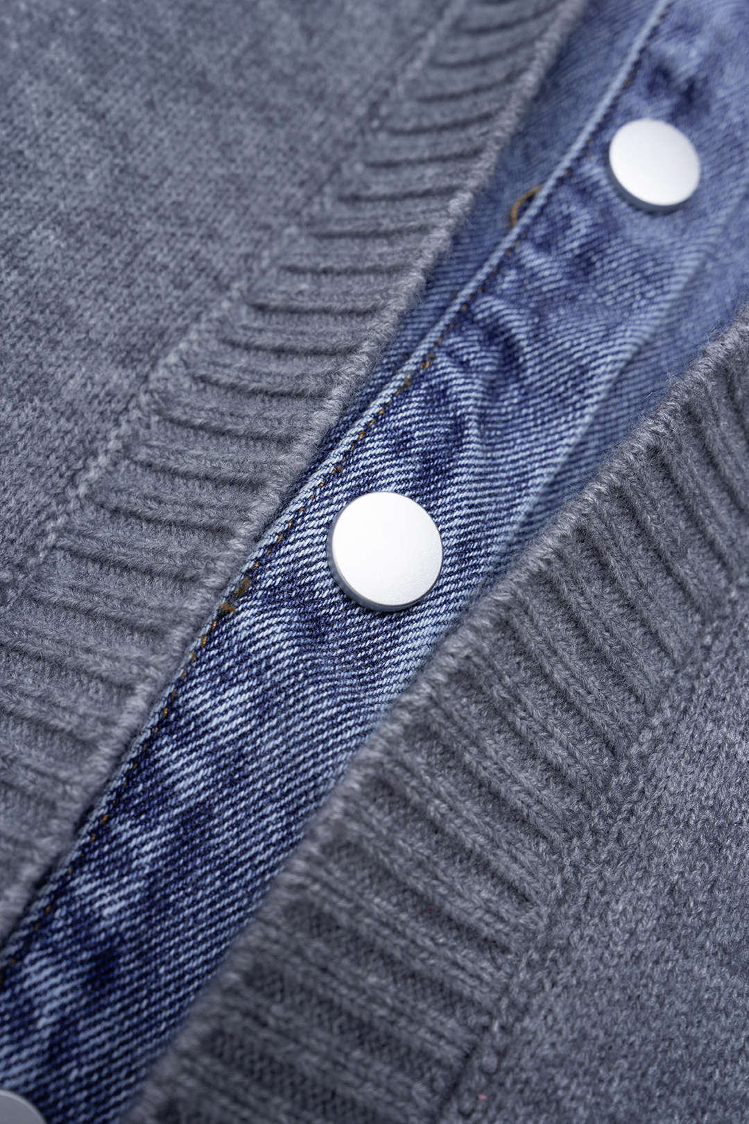 Denim Patchwork Knit Pocket Outerwear - Image 4