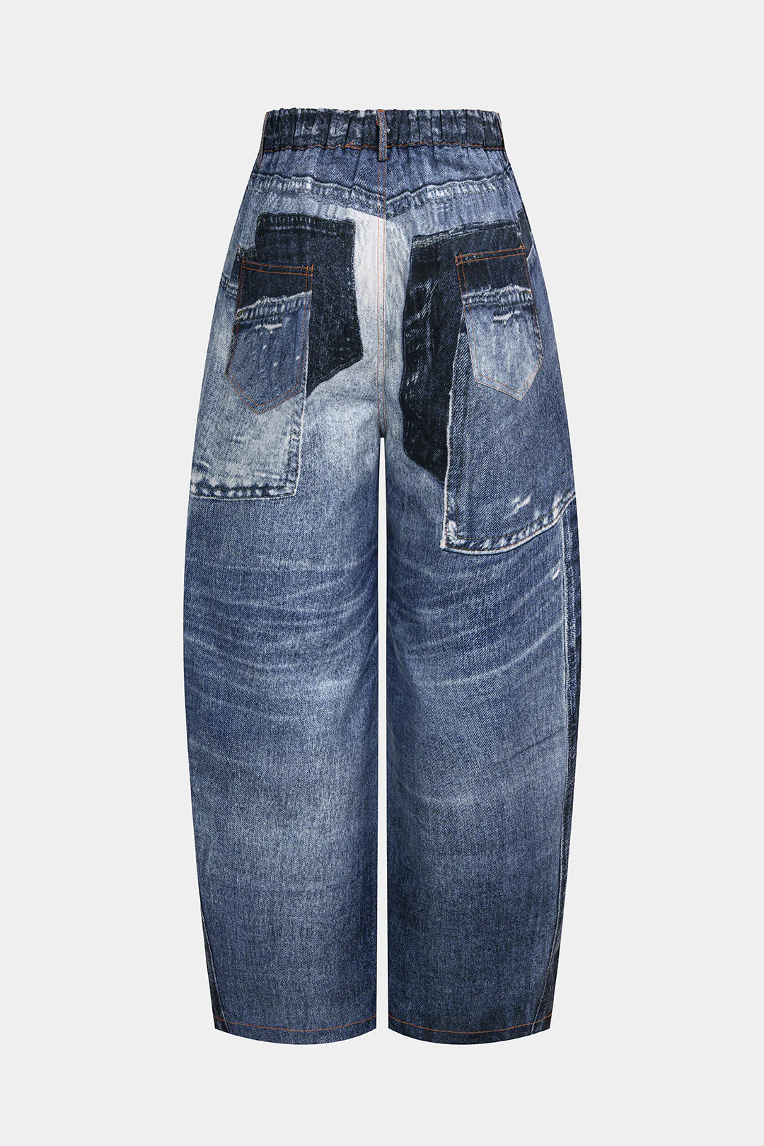 Denim Print High Waist Wide Leg Pants - Image 2