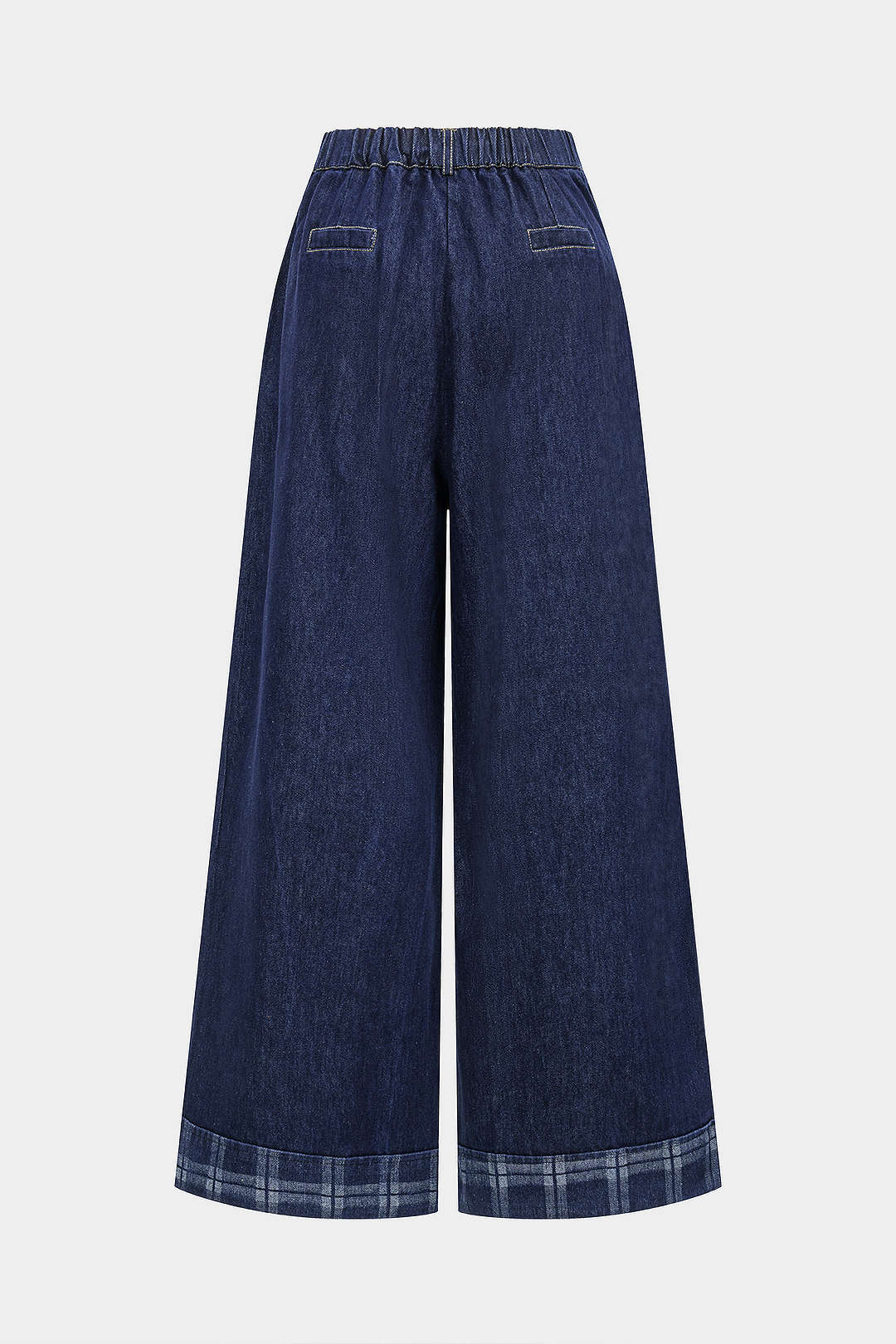Denim Plaid Print Straight Leg Jeans - Image 2
