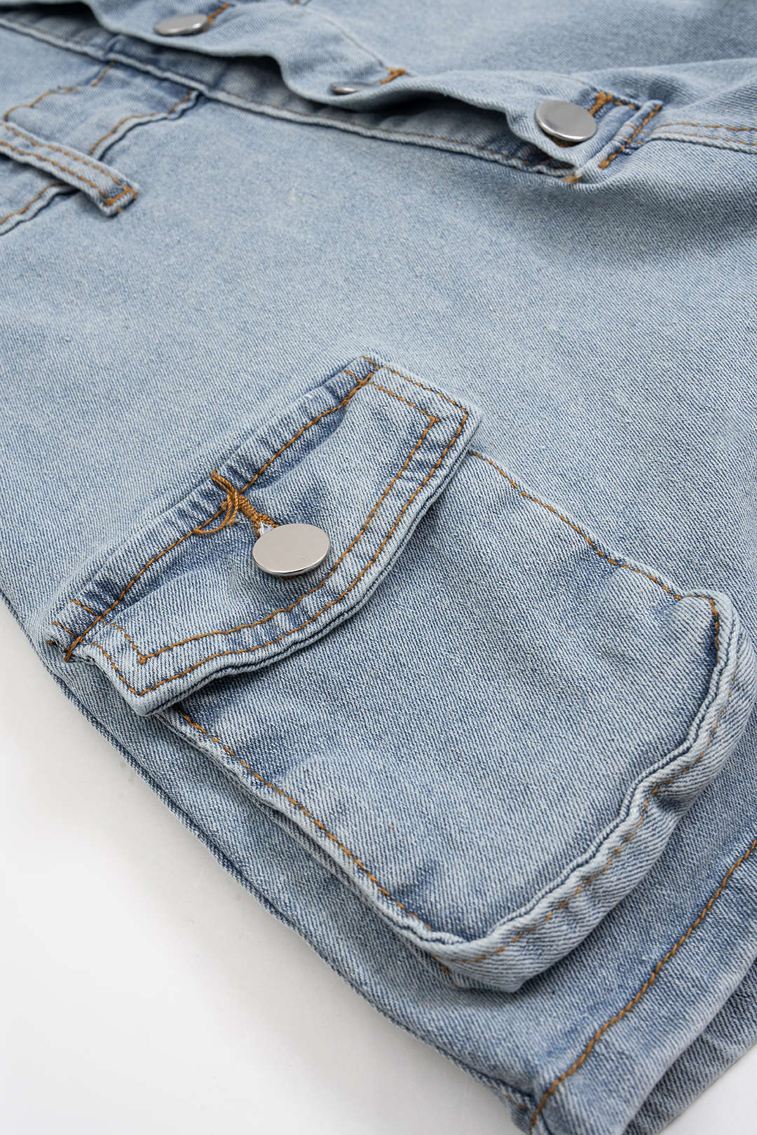 Strapless Button Denim Romper - Image 4