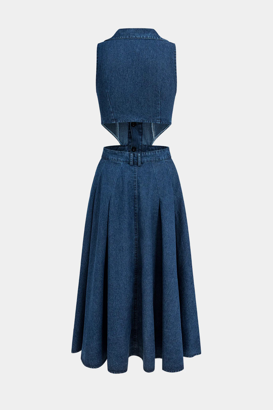Denim Button Cut Out Dress - Image 2