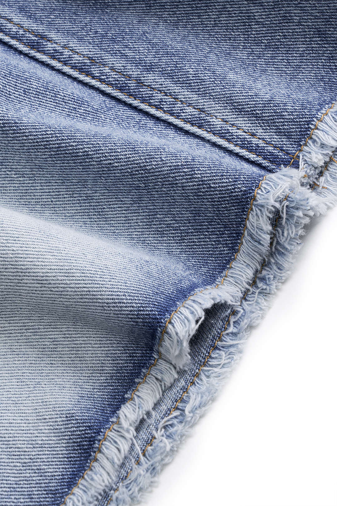 Denim Asymmetric Neckline Mini Dress - Image 6