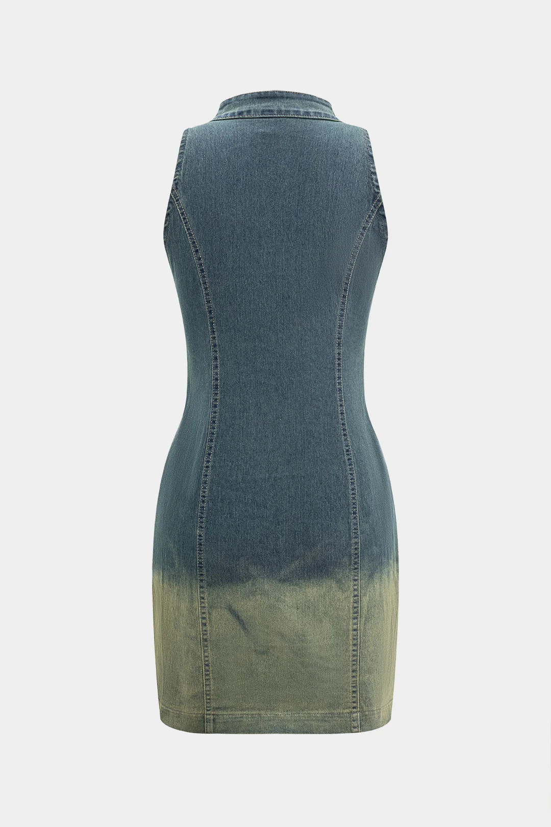 Denim Zipper Tank Sleeveless Dress - Image 2