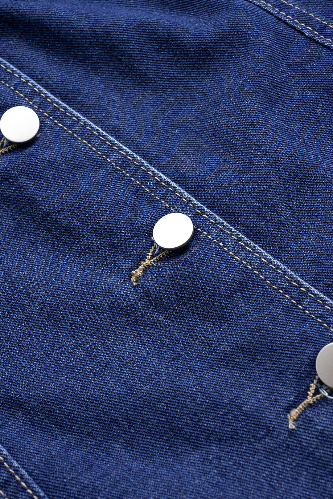 Denim Round Neck Button Sleeveless Dress - Image 3