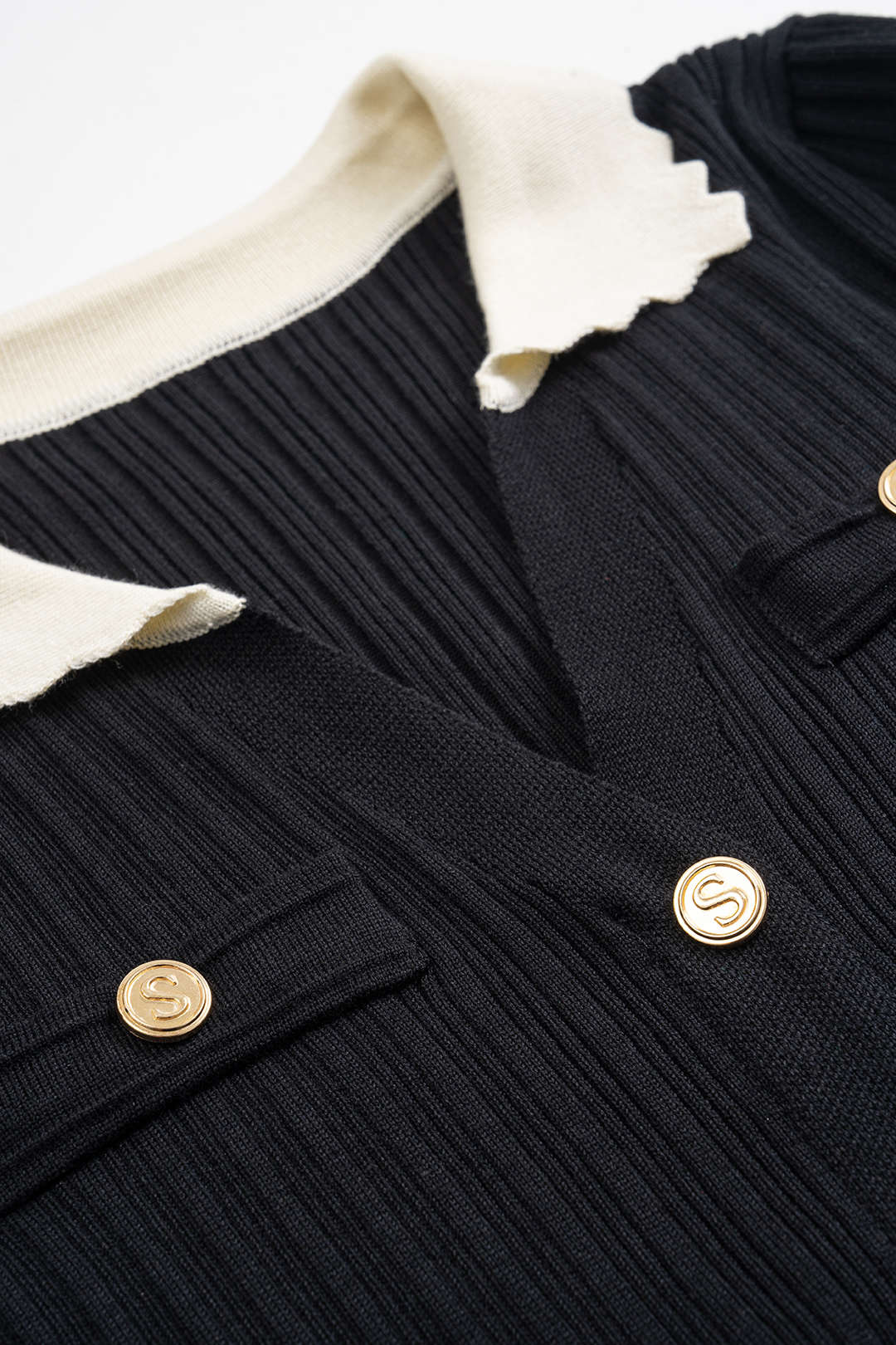 Knit Single-Breasted Long Sleeve Dress - Image 3