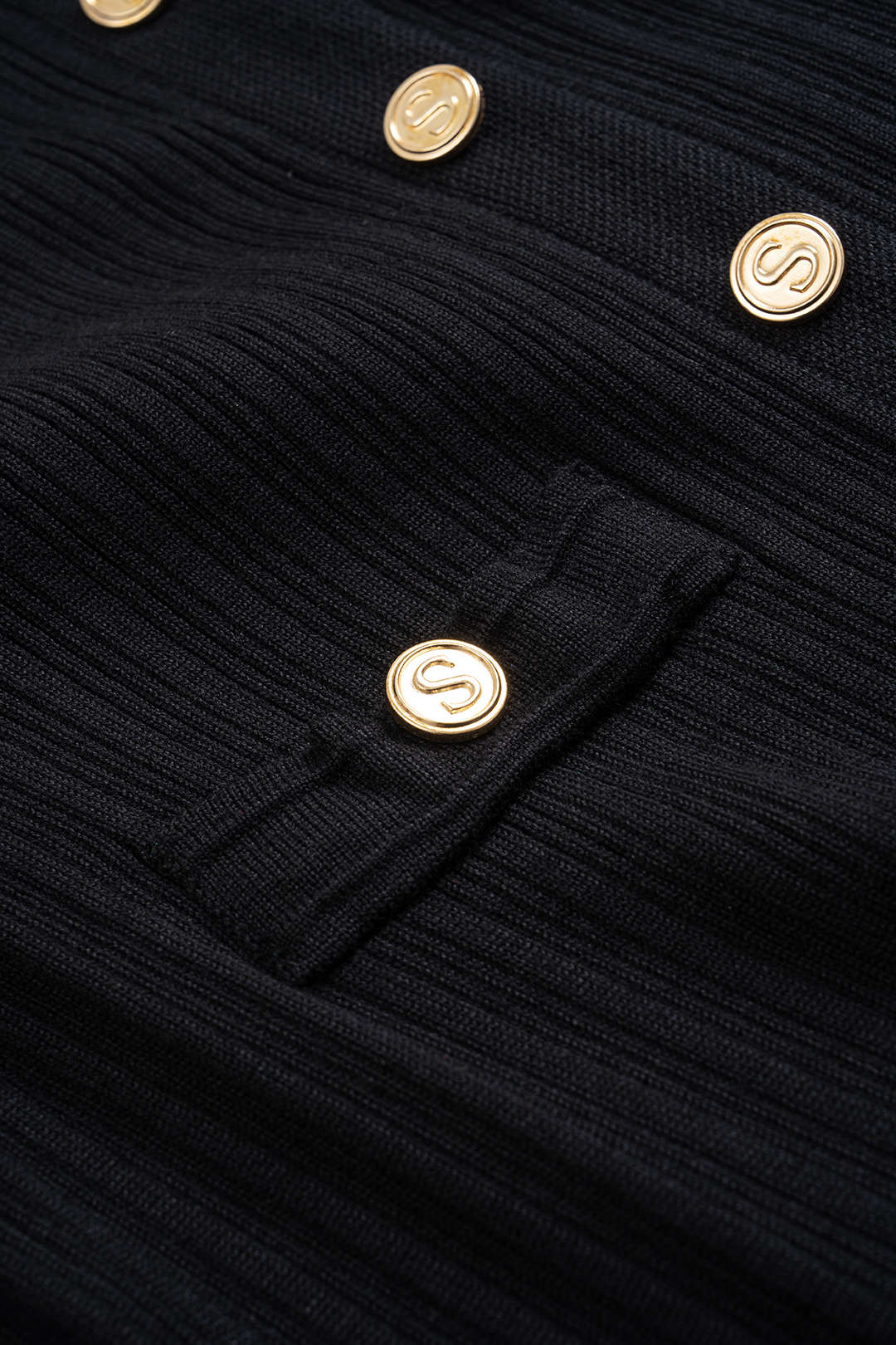 Knit Single-Breasted Long Sleeve Dress - Image 4