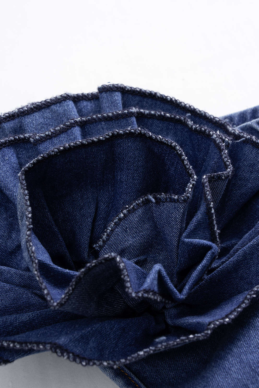 Denim 3D Floral One Shoulder Asymmetrical Sleeveless Dress - Image 3