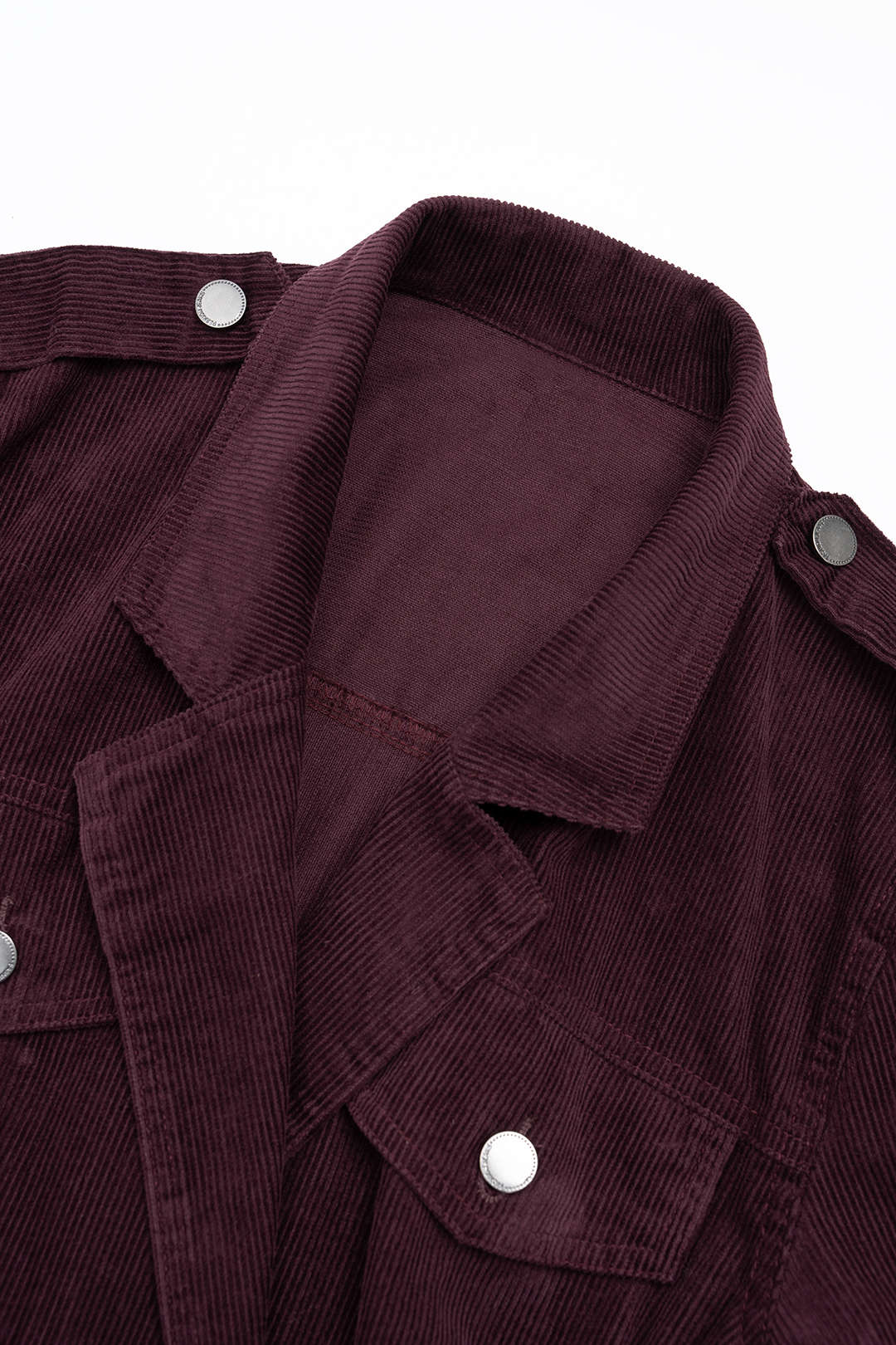 Corduroy Notched Lapel Button Pocket Belted Long Sleeve Dress - Image 10