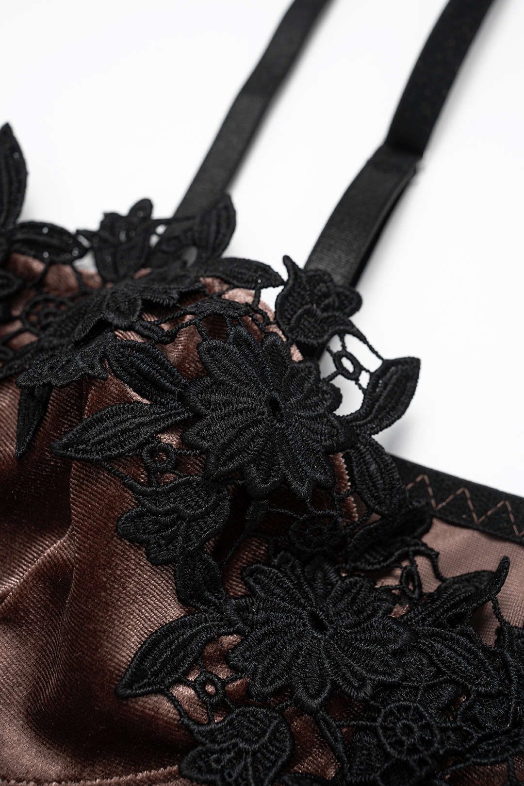 Velvet Ruffle Hem Underwire Slip Cami Top - Image 4