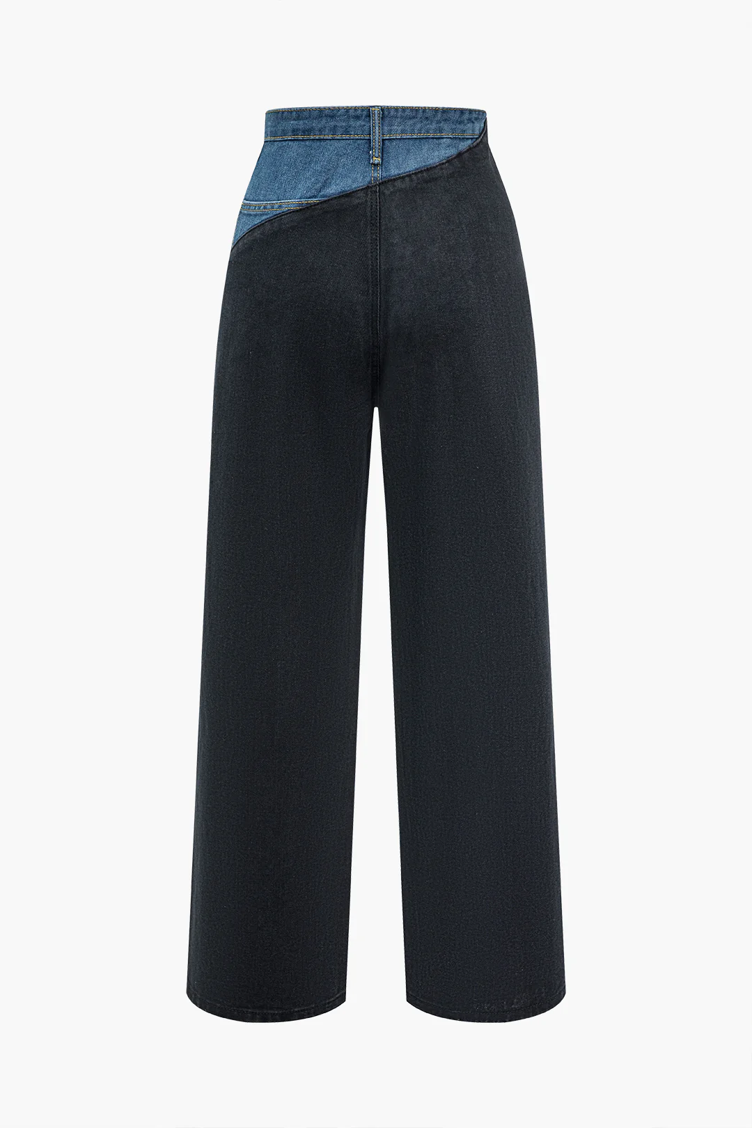 Patchwork Denim Color Block Zipper Jeans - Image 2