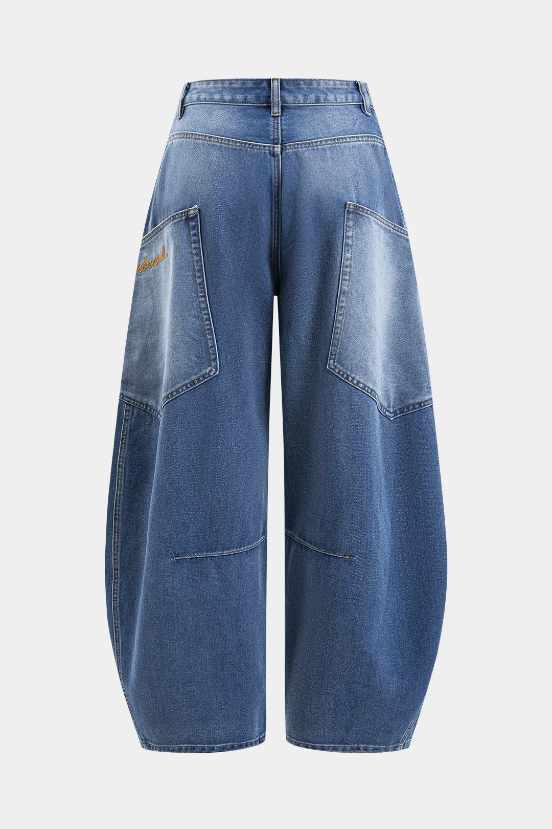 Denim Washed Wide Leg Barrel Jeans - Image 15