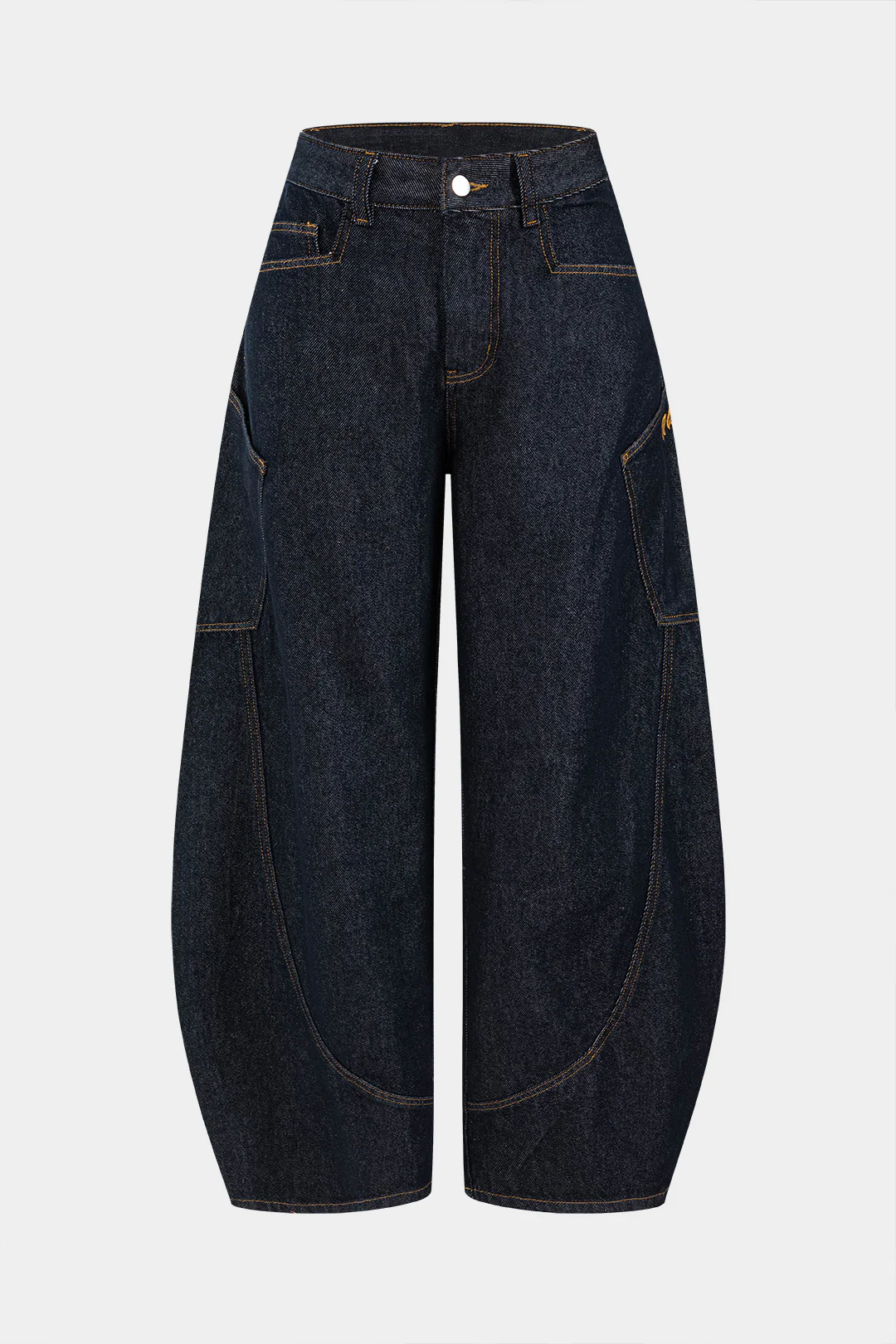 Denim Washed Wide Leg Barrel Jeans - Image 4