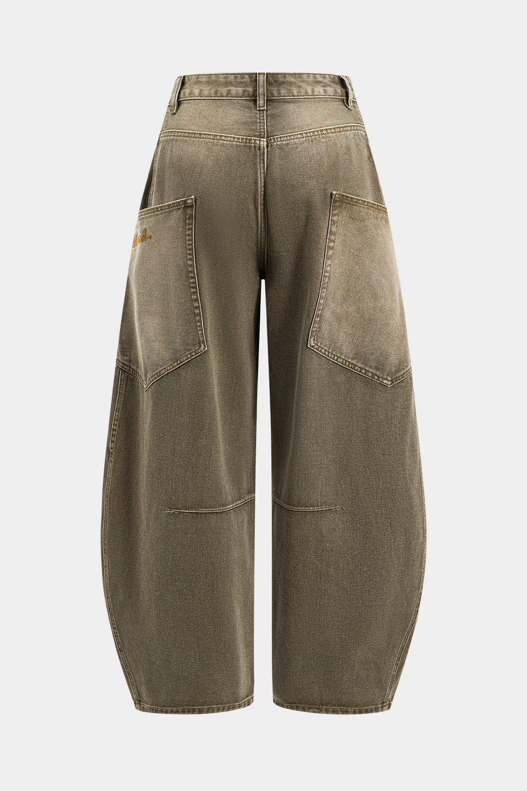 Denim Washed Wide Leg Barrel Jeans - Image 9