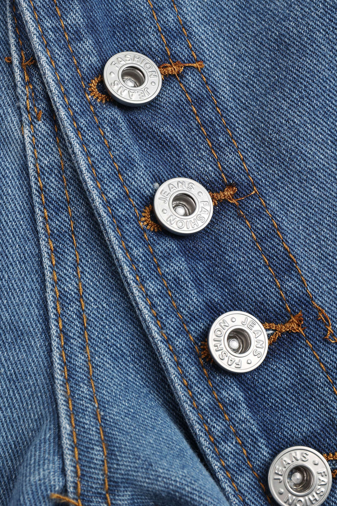Denim Button High Waist Straight Leg Jeans - Image 3