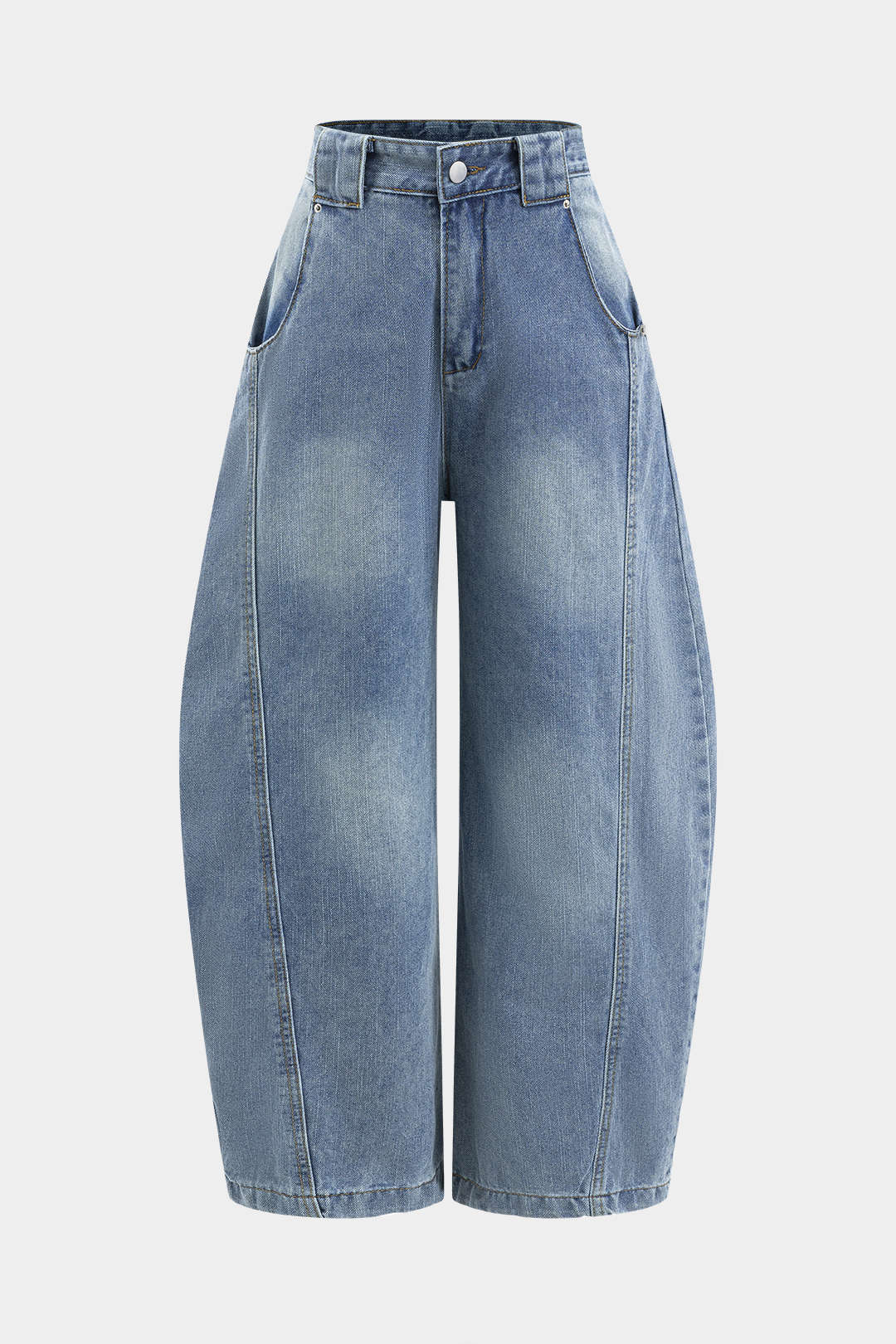 Denim Wide Leg Barrel Jeans - Image 7