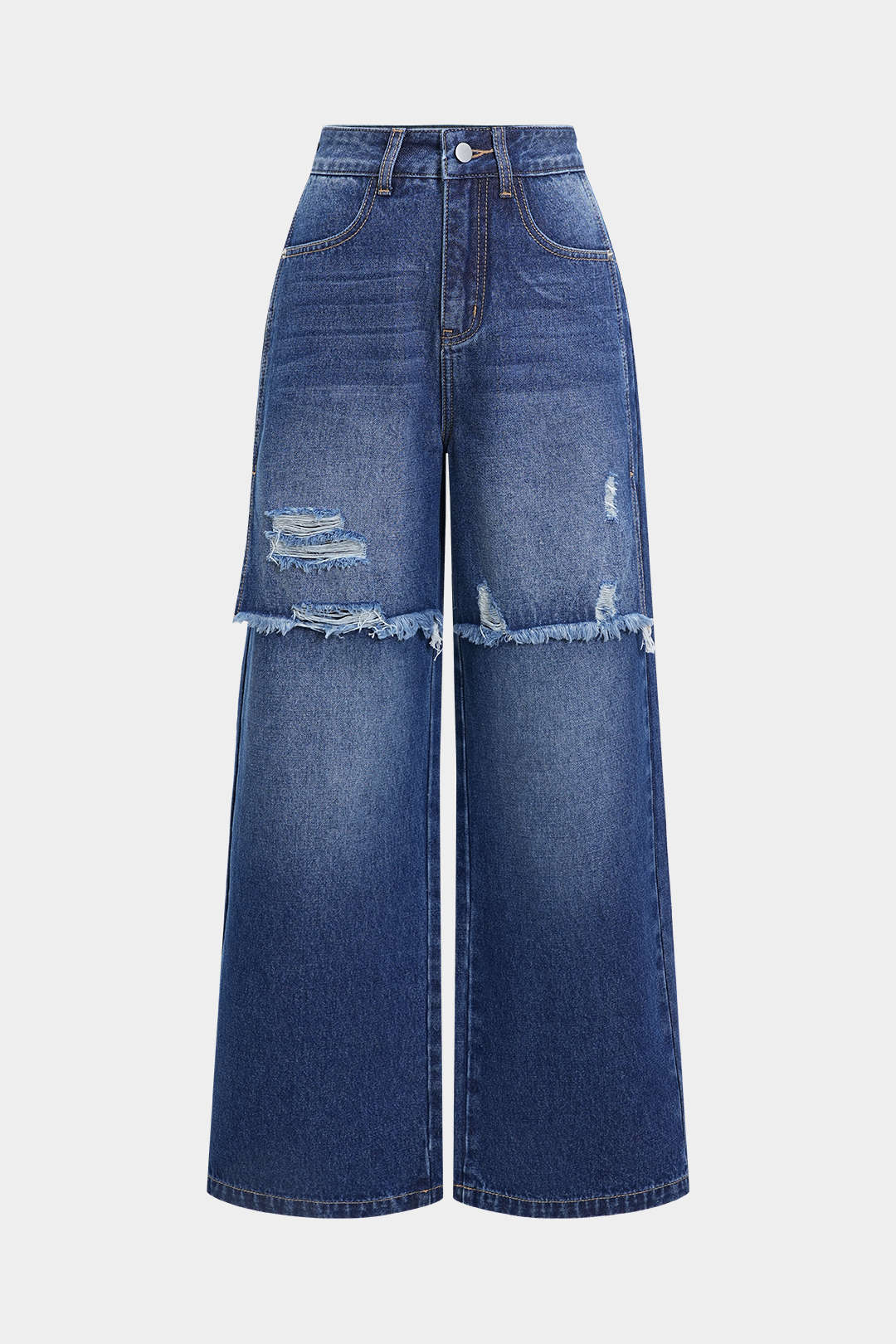 Denim Patchwork Straight Leg Jeans - Image 10