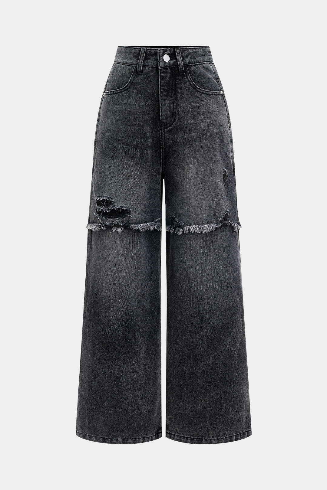 Denim Patchwork Straight Leg Jeans - Image 6
