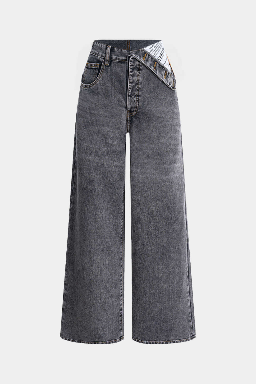 Denim Asymmetrical High Waist Jeans - Image 9