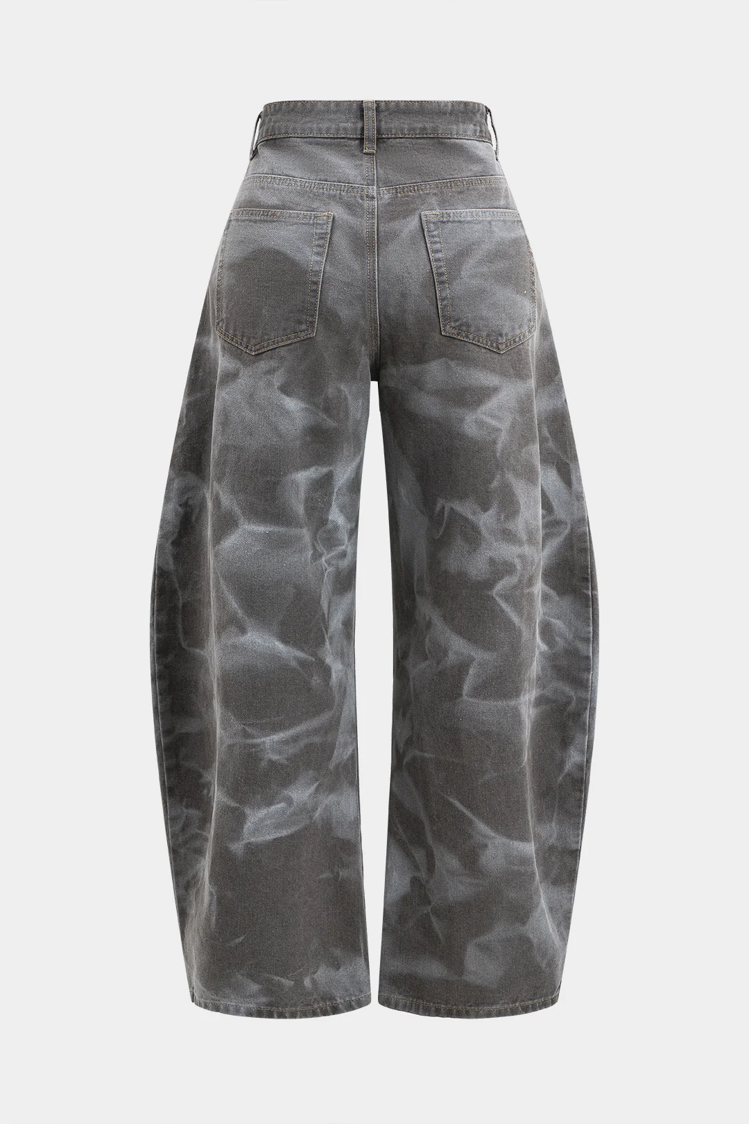 Abstract Print Denim Barrel Jeans - Image 2