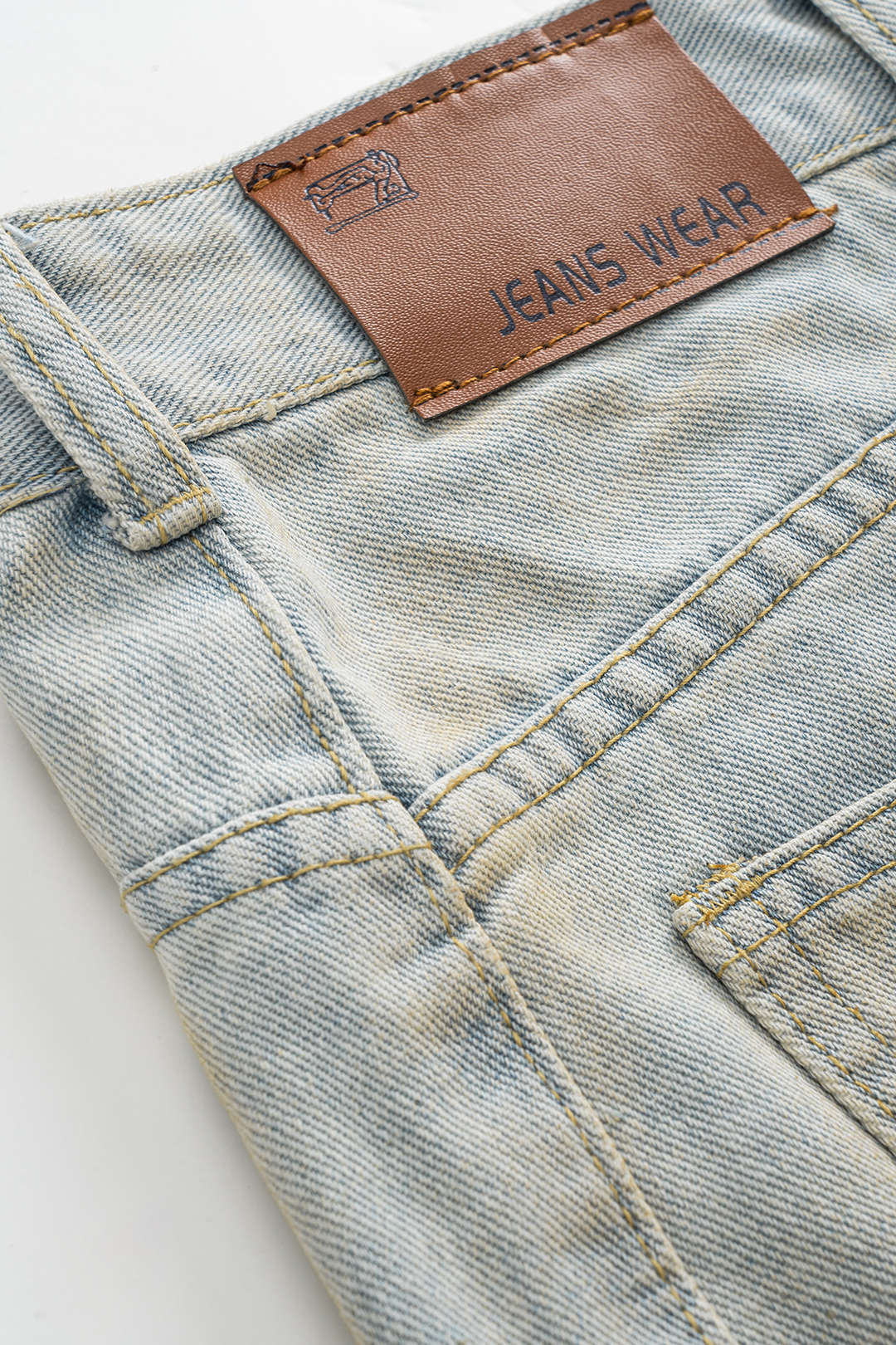 Denim Patchwork Washed Jeans - Image 3