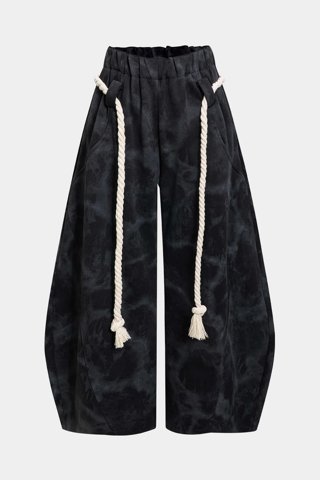 Marble Tie Dye Print Tie-Up Wide Leg Trousers - Image 11