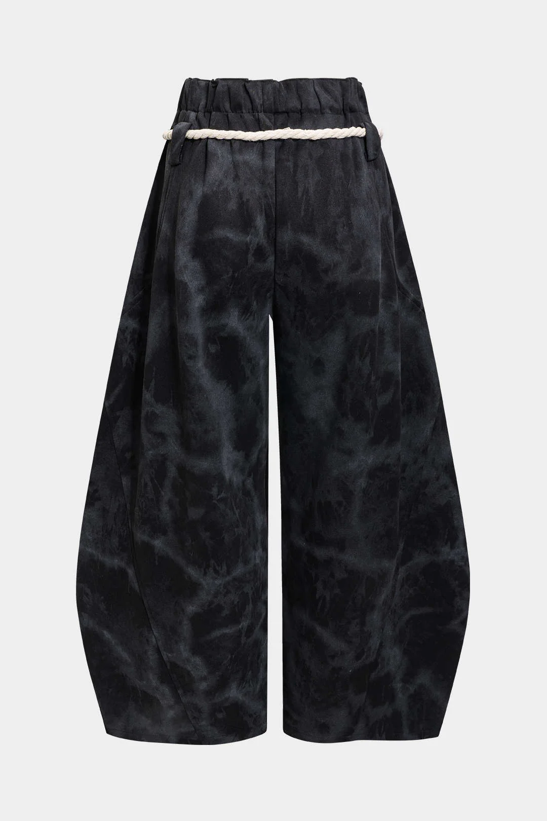 Marble Tie Dye Print Tie-Up Wide Leg Trousers - Image 12