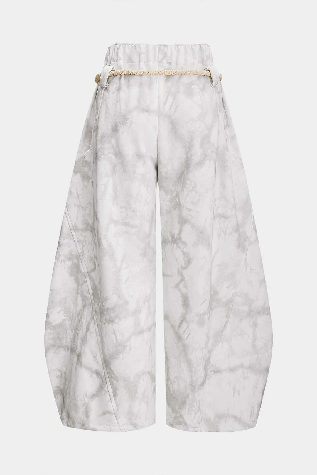 Marble Tie Dye Print Tie-Up Wide Leg Trousers - Image 2