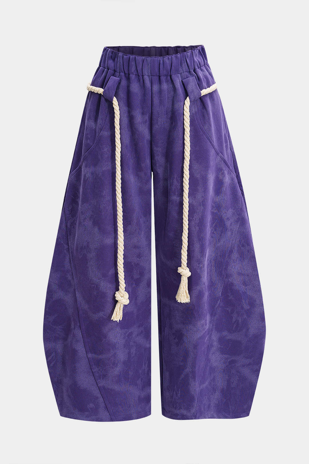 Marble Tie Dye Print Tie-Up Wide Leg Trousers - Image 6