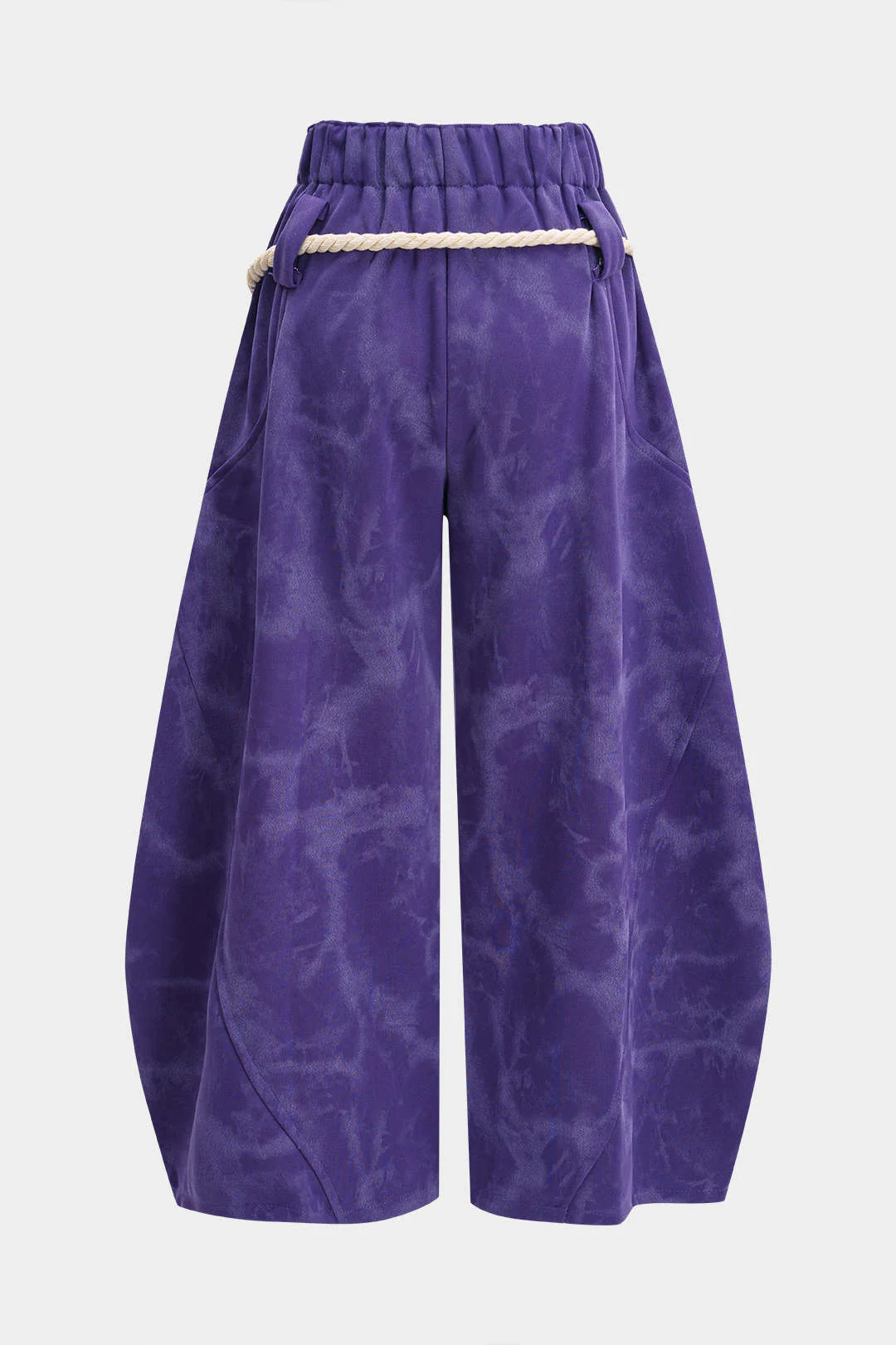 Marble Tie Dye Print Tie-Up Wide Leg Trousers - Image 7