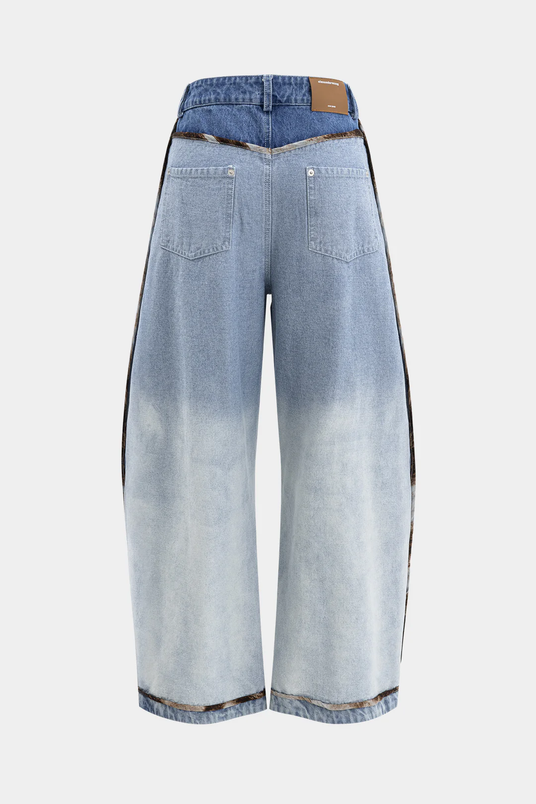 Denim Ruched Pocket Wide Leg Barrel Jeans - Image 3