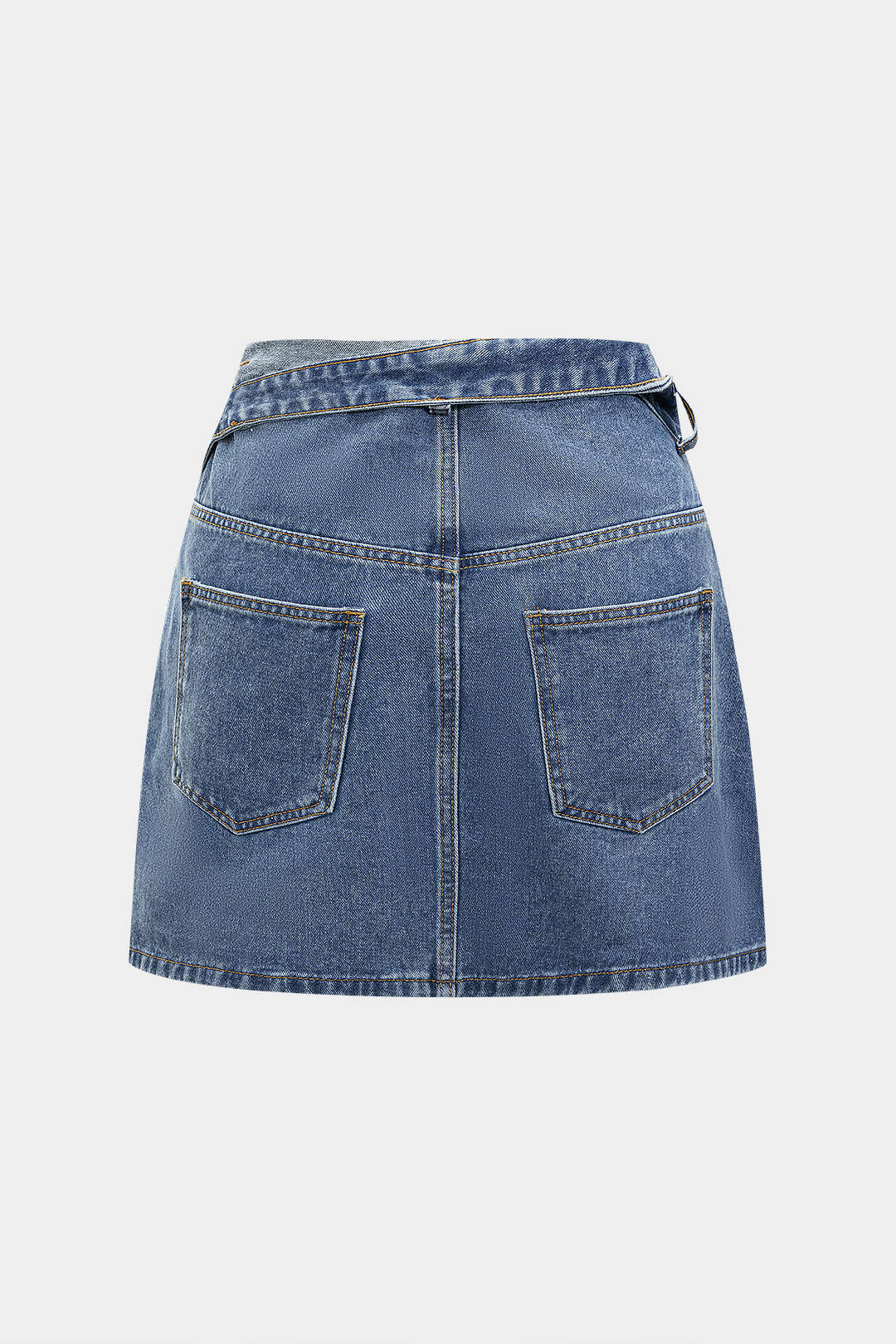 Denim Asymmetrical Pocket Skirt - Image 2
