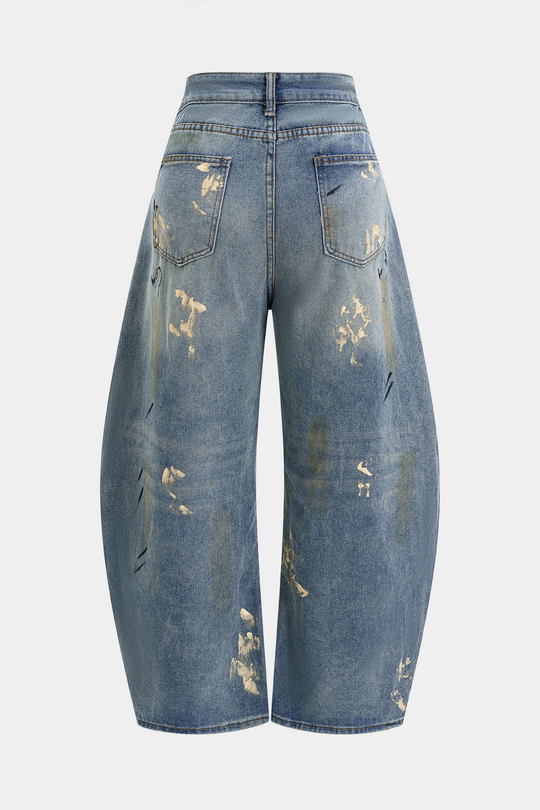 Denim Washed Dirty Wide Leg Barrel Jeans - Image 2
