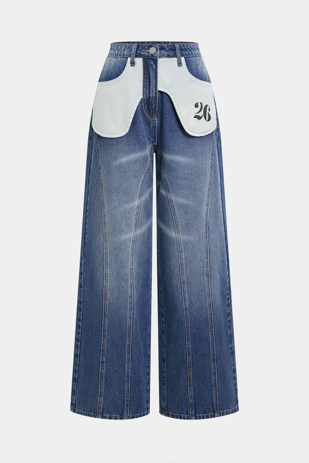 Denim Patchwork High Waist Jeans