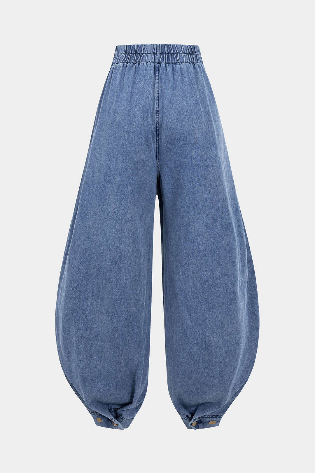 Denim High Waist Zipper Barrel Balloon Jeans - Image 3