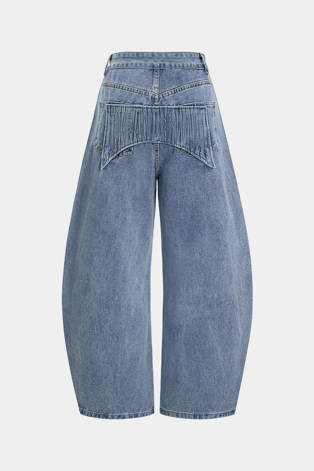 Denim Pocket Zipper Barrel Jeans - Image 2