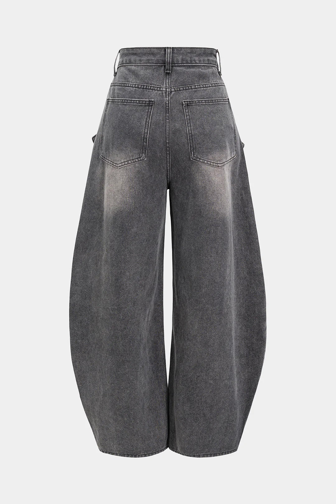 Denim Strappy Frayed Barrel Jeans - Image 2