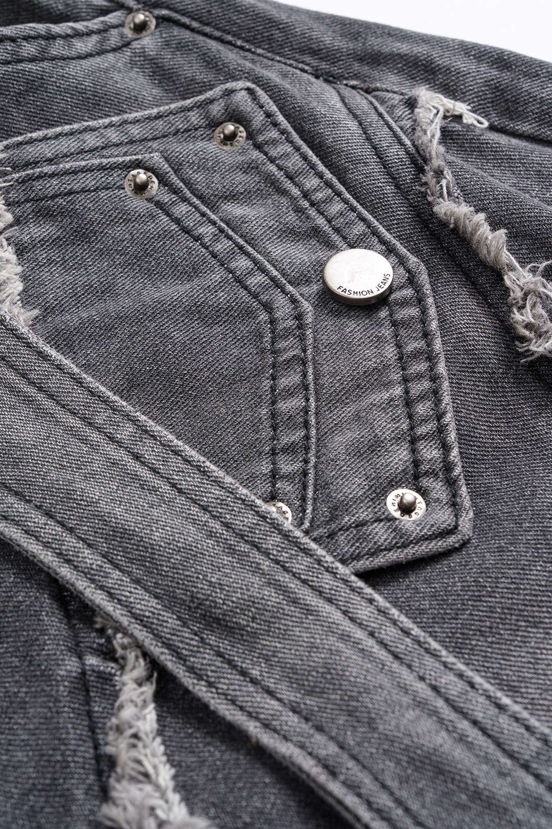 Denim Strappy Frayed Barrel Jeans - Image 4