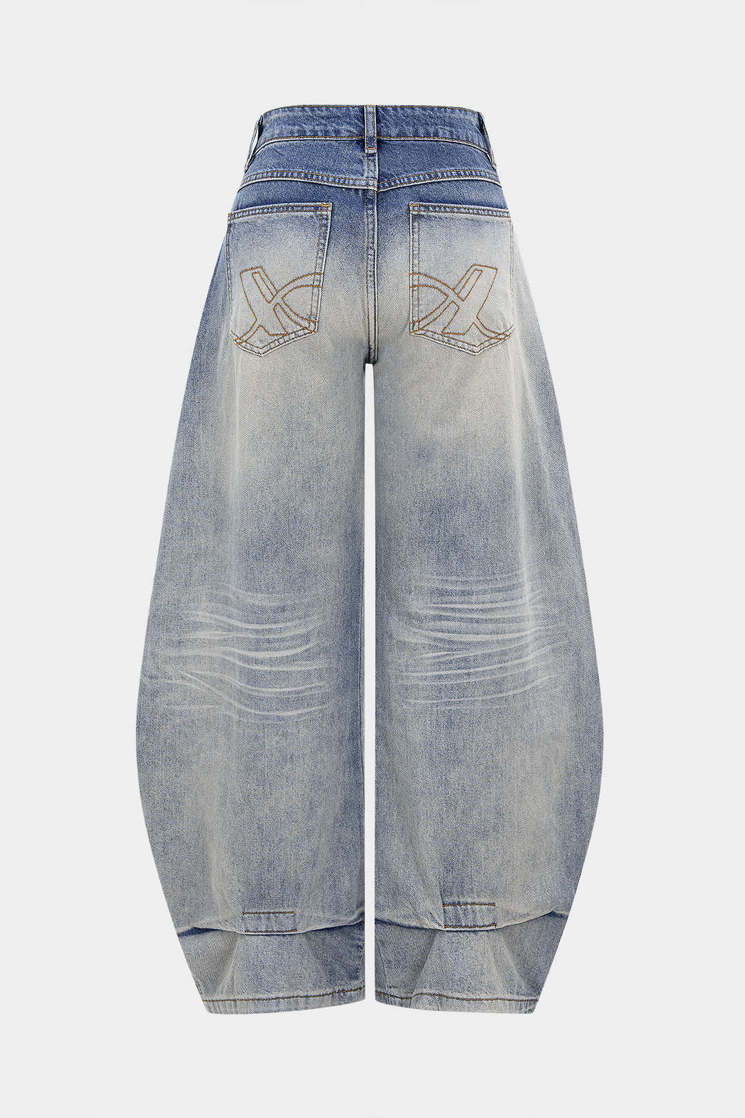 Denim Washed Wide Leg Barrel Jeans - Image 2