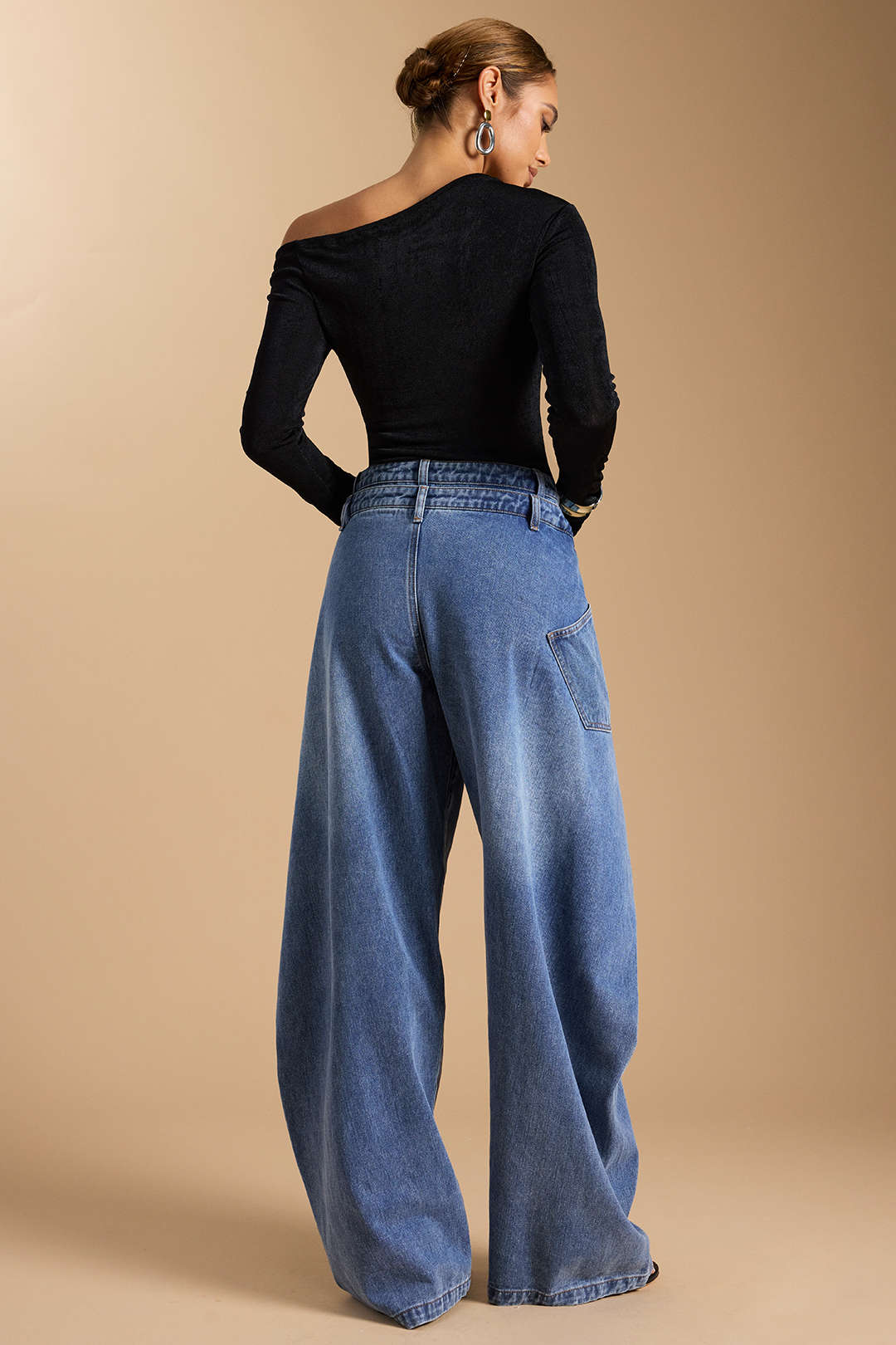 Denim Asymmetric Button Jeans - Image 6
